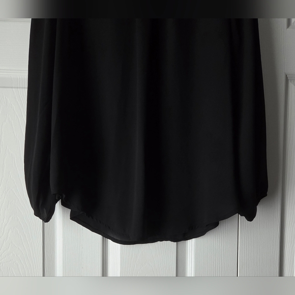 Carmen Marc Valvo Black V-Neck Zip-Front Long Sleeve Blouse Size 1X - Picture 7 of 10